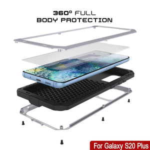 Galaxy s20+ Plus Metal Case, Heavy Duty Military Grade Rugged Armor Cover [White] (Color in image: Gold)