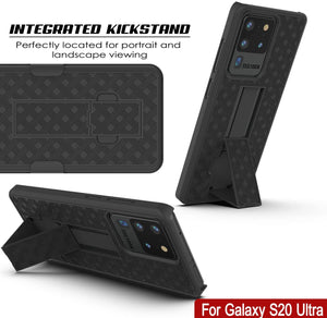 Punkcase Galaxy S20 Ultra Case With Screen Protector, Holster Belt Clip [Black] 