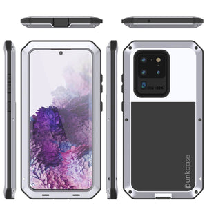 Galaxy S20 Ultra Metal Case, Heavy Duty Military Grade Rugged Armor Cover [White] 
