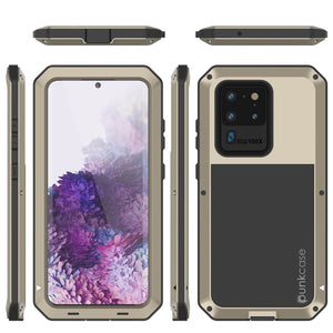 Galaxy S20 Ultra Metal Case, Heavy Duty Military Grade Rugged Armor Cover [Gold] 