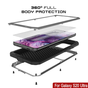 Galaxy S20 Ultra Metal Case, Heavy Duty Military Grade Rugged Armor Cover [Silver] (Color in image: White)