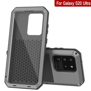 Galaxy S20 Ultra Metal Case, Heavy Duty Military Grade Rugged Armor Cover [Silver] (Color in image: Red)