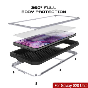 Galaxy S20 Ultra Metal Case, Heavy Duty Military Grade Rugged Armor Cover [White] (Color in image: Neon)