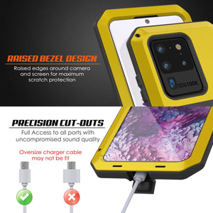 Galaxy S20 Ultra Metal Case, Heavy Duty Military Grade Rugged Armor Cover [Neon] (Color in image: Silver)