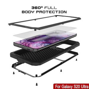 Galaxy S20 Ultra Metal Case, Heavy Duty Military Grade Rugged Armor Cover [Black] (Color in image: Neon)