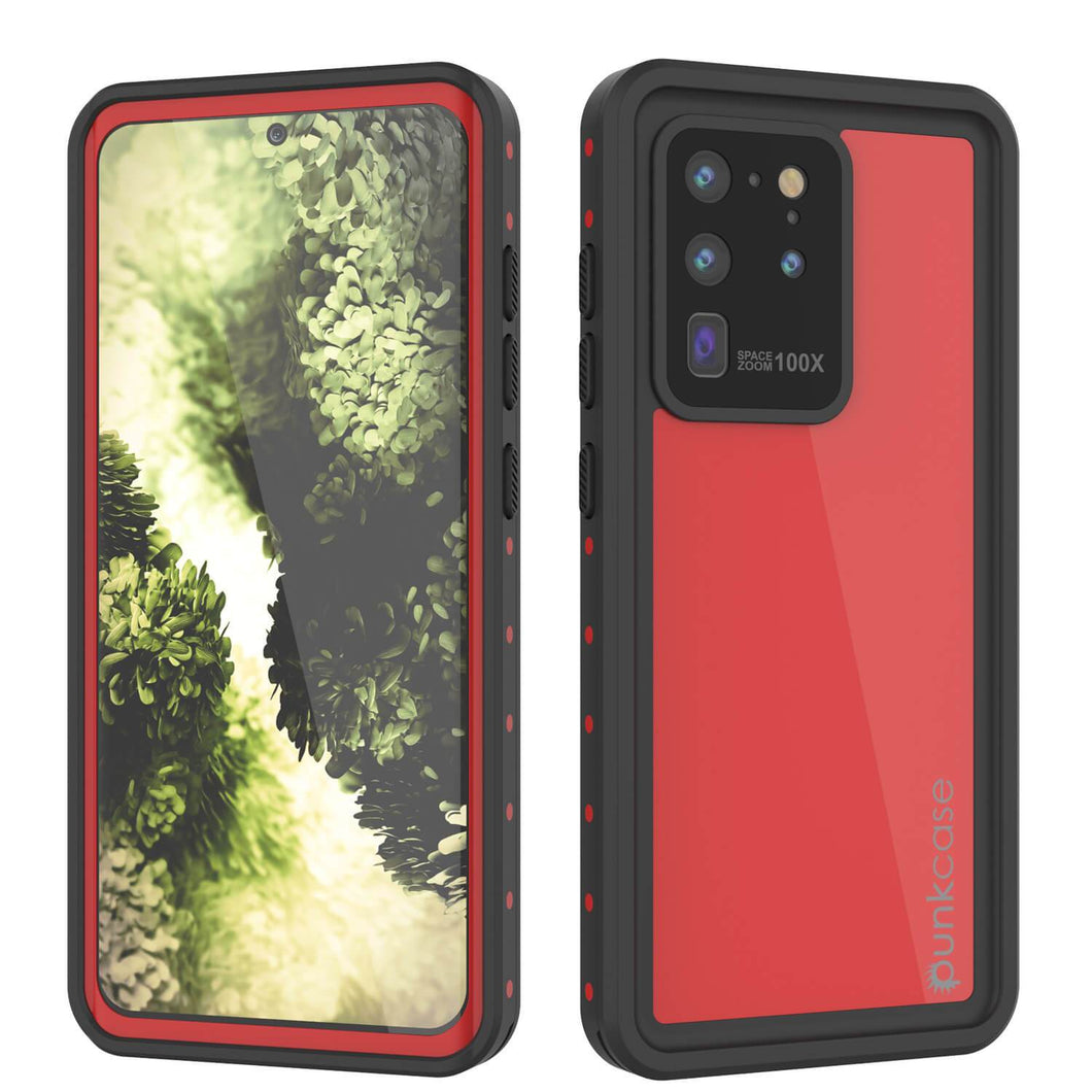 Galaxy S20 Ultra Waterproof Case PunkCase StudStar Red Thin 6.6ft Underwater IP68 Shock/Snow Proof (Color in image: red)