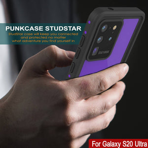 Galaxy S20 Ultra Waterproof Case PunkCase StudStar Purple Thin 6.6ft Underwater IP68 Shock/Snow Proof (Color in image: white)