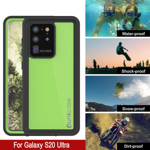 Galaxy S20 Ultra Waterproof Case PunkCase StudStar Light Green Thin 6.6ft Underwater IP68 ShockProof (Color in image: black)