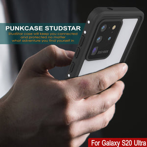 Galaxy S20 Ultra Waterproof Case, Punkcase StudStar White Thin 6.6ft Underwater IP68 Shock/Snow Proof (Color in image: black)