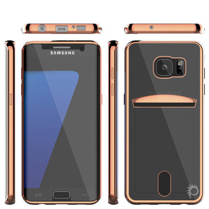 Galaxy S7 EDGE Case, PUNKCASE® LUCID Rose Gold Series | Card Slot | SHIELD Screen Protector (Color in image: Balck)