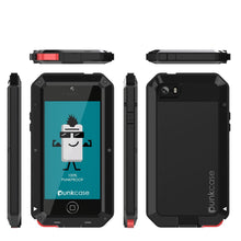 Cargar imagen en el visor de la galería, iPhone SE/5/5s Case, Punkcase® METALLIC Series BLACK w/ TEMPERED GLASS | Aluminum Frame (Color in image: Red)
