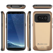 Cargar imagen en el visor de la galería, Galaxy S8 Battery Case, Punkcase 5000mAH Charger Case W/ Screen Protector | Integrated Kickstand &amp; USB Port | IntelSwitch | [Gold] (Color in image: Gold)
