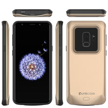 Load image into Gallery viewer, Galaxy S9 PLUS Battery Case, PunkJuice 5000mAH Fast Charging Power Bank W/ Screen Protector | Integrated USB Port | IntelSwitch | Slim, Secure and Reliable | Suitable for Samsung Galaxy S9+ [Gold] (Color in image: Black)
