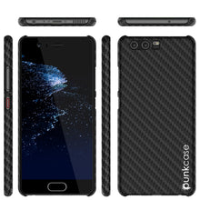 Cargar imagen en el visor de la galería, Huawei P10 Case, Punkcase CarbonShield, Heavy Duty &amp; Ultra Thin 2 Piece Dual Layer PU Leather Cover [shockproof] [non slip] with Tempered Glass Screen Protector for Huawei P10 [Jet Black] 
