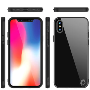 iPhone X Case, Punkcase GlassShield Ultra Thin Protective 9H Full Body Tempered Glass Cover W/ Drop Protection & Non Slip Grip for Apple iPhone 10 [Black] (Color in image: Red)