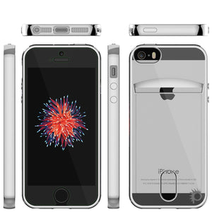 iPhone SE/5S/5 Case, PUNKCASE® LUCID Silver Series | Card Slot | SHIELD Screen Protector | Ultra fit (Color in image: Balck)