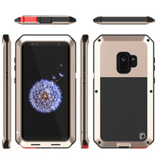 Cargar imagen en el visor de la galería, Galaxy S9 Metal Case, Heavy Duty Military Grade Rugged Armor Cover [shock proof] Hybrid Full Body Hard Aluminum &amp; TPU Design [non slip] W/ Prime Drop Protection for Samsung Galaxy S9 [Gold] (Color in image: Black)

