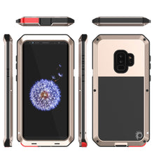 Cargar imagen en el visor de la galería, Galaxy S9 Plus Metal Case, Heavy Duty Military Grade Rugged Armor Cover [shock proof] Hybrid Full Body Hard Aluminum &amp; TPU Design [non slip] W/ Prime Drop Protection for Samsung Galaxy S9 Plus [Gold] (Color in image: Black)

