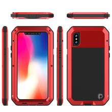 Cargar imagen en el visor de la galería, iPhone X Metal Case, Heavy Duty Military Grade Rugged Armor Cover [shock proof] Hybrid Full Body Hard Aluminum &amp; TPU Design (Color in image: Black)

