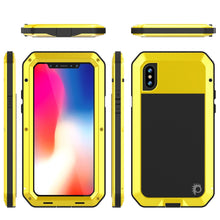 Cargar imagen en el visor de la galería, iPhone X Metal Case, Heavy Duty Military Grade Rugged Armor Cover [shock proof] Hybrid Full Body Hard Aluminum &amp; TPU Design (Color in image: Black)

