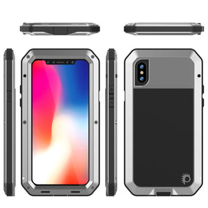 iPhone X Metal Case, Heavy Duty Military Grade Rugged Armor Cover [shock proof] Hybrid Full Body Hard Aluminum & TPU Design (Color in image: Black)