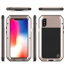 Cargar imagen en el visor de la galería, iPhone X Metal Case, Heavy Duty Military Grade Rugged Black Armor Cover [shock proof] Hybrid Full Body Hard Aluminum &amp; TPU Design (Color in image: Black)
