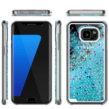 Cargar imagen en el visor de la galería, S7 Edge Case, Punkcase [Liquid Teal Series] Protective Dual Layer Floating Glitter Cover with lots of Bling &amp; Sparkle + PunkShield Screen Protector (Color in image: pink)
