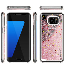 Cargar imagen en el visor de la galería, S7 Edge Case, Punkcase [Liquid Rose Series] Protective Dual Layer Floating Glitter Cover with lots of Bling &amp; Sparkle + PunkShield Screen Protector (Color in image: green)
