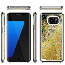 Load image into Gallery viewer, S7 Edge Case, Punkcase [Liquid GOLD Series] Protective Dual Layer Floating Glitter Cover with lots of Bling &amp; Sparkle + PunkShield Screen Protector (Color in image: pink)

