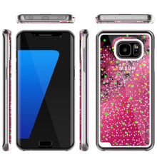 Cargar imagen en el visor de la galería, S7 Edge Case, PunkCase LIQUID Pink Series, Protective Dual Layer Floating Glitter Cover (Color in image: silver)
