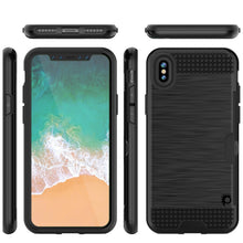 Cargar imagen en el visor de la galería, iPhone X Case, PUNKcase [SLOT Series] Slim Fit Dual-Layer Armor Cover &amp; Tempered Glass PUNKSHIELD Screen Protector for Apple iPhone X [Black] (Color in image: Black)
