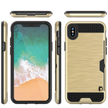 Cargar imagen en el visor de la galería, iPhone X Case, PUNKcase [SLOT Series] Slim Fit Dual-Layer Armor Cover &amp; Tempered Glass PUNKSHIELD Screen Protector for Apple iPhone X [Gold] (Color in image: Gold)
