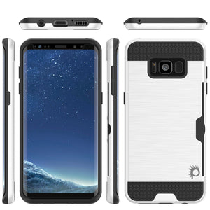 Galaxy S8 Case, PUNKcase [SLOT Series] [Slim Fit] Dual-Layer Armor Cover w/Integrated Anti-Shock System, Credit Card Slot [White] (Color in image: Pink)