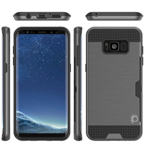 Galaxy S8 Case, PUNKcase [SLOT Series] [Slim Fit] Dual-Layer Armor Cover w/Integrated Anti-Shock System, Credit Card Slot [Grey] (Color in image: Pink)
