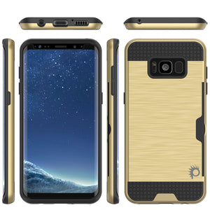Galaxy S8 Case, PUNKcase [SLOT Series] [Slim Fit] Dual-Layer Armor Cover w/Integrated Anti-Shock System, Credit Card Slot [Gold] (Color in image: Pink)