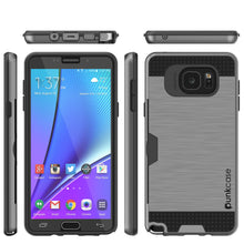 Cargar imagen en el visor de la galería, Galaxy Note 5 Case PunkCase SLOT Grey Series Slim Armor Soft Cover Case w/ Tempered Glass (Color in image: Silver)
