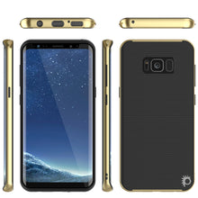 Load image into Gallery viewer, Galaxy S8 Case, PunkCase [Stealth Series] Hybrid 3-Piece Shockproof Dual Layer Cover [Non-Slip] [Soft TPU + PC Bumper] with PUNKSHIELD Screen Protector for Samsung S8 Edge [Gold] (Color in image: Black)
