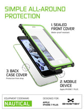 Load image into Gallery viewer, iPhone 8+ Plus Waterproof Case, Ghostek Nautical Series for iPhone 8+ Plus | Slim Underwater Protection | Adventure Duty | Swimming (Green) (Color in image: White)
