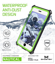 Cargar imagen en el visor de la galería, WATERPROOF ANTI-DUST DESIGN Dust tight Water immersion IP68 Certified test approved EQUIPMENT CODENAME: DESIGNED FOR ss NAUTICAL IPHONE 7 PLUS cuostTa (Color in image: Black)

