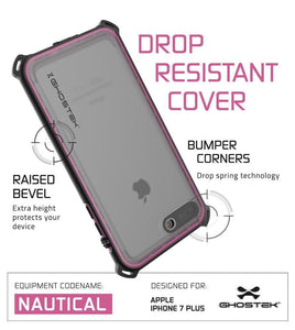 iPhone 8+ Plus Waterproof Case, Ghostek Nautical Series for iPhone 8+ Plus | Slim Underwater Protection | Adventure Duty | Swimming (Pink) (Color in image: Black)
