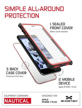 Load image into Gallery viewer, iPhone 8+ Plus Waterproof Case, Ghostek Nautical Series for iPhone 8+ Plus | Slim Underwater Protection | Adventure Duty | Swimming (Red) (Color in image: White)
