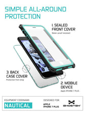 Cargar imagen en el visor de la galería, SIMPLE ALL-AROUND PROTECTION SEALED FRONT COVER Water-proof resistant 3. BACK CASE COVER Protection from drop 2. MOBILE DEVICE Apple IPHONE 7 PLUS EQUIPMENT CODENAME DESIGNED FOR es NAUTICAL ALE ays GHOSTS (Color in image: White)
