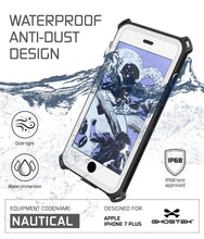 Cargar imagen en el visor de la galería, WATERPROOF ANTI-DUST DESIGN Dust tight aS Water immersion IP68 Certified test approved EQUIPMENT CODENAME: DESIGNED FOR NAUTICAL IPHONE 7 PLUS enerec (Color in image: Black)
