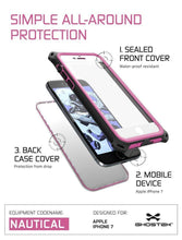 Cargar imagen en el visor de la galería, iPhone  8  Waterproof Case, Ghostek Nautical Series for iPhone  8  | Slim Underwater Protection | Adventure Duty | Ultra Fit | Swimming (Pink) (Color in image: White)
