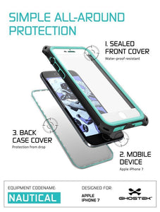 iPhone  8  Waterproof Case, Ghostek Nautical Series for iPhone  8  | Slim Underwater Protection | Adventure Duty | Ultra Fit | Swimming (Teal) (Color in image: White)
