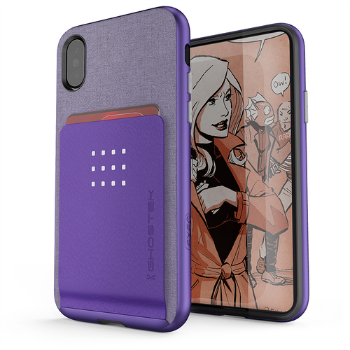iPhone 8+ Plus Case , Ghostek Exec 2 Series for iPhone 8+ Plus Protective Wallet Case [PURPLE] (Color in image: Black)