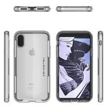 Cargar imagen en el visor de la galería, iPhone X Case, Ghostek Cloak 3 Series Ultra Slim Clear Hybrid Shockproof Protective Cover Designed for iPhone 10 – Supports Wireless Charging | Silver (Color in image: Teal)
