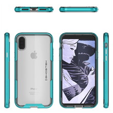 Cargar imagen en el visor de la galería, Ghostek Cloak 3 Series Apple iPhone X Clear Skin Gel With Reinforced Bumper | Wireless Charging Compatible | Teal (Color in image: Gold)
