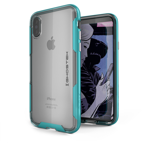 Ghostek Cloak 3 Series Apple iPhone X Clear Skin Gel With Reinforced Bumper | Wireless Charging Compatible | Teal (Color in image: Teal)