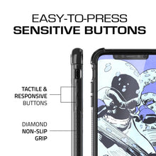 Cargar imagen en el visor de la galería, Ghostek Transparent iPhone X Case, Covert2 Series Resilient Rugged Armor Design | Supports AirPower Wireless Charging | Black (Color in image: Teal)
